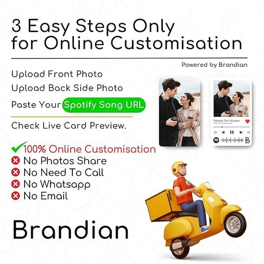 Brandian One Wallet Card Customized Personalised Gifts for Men Unique and Customized Wallets for Him With Spotify Song Photo Card and Music Player Design In Backside, Special Thanksgiving Gift